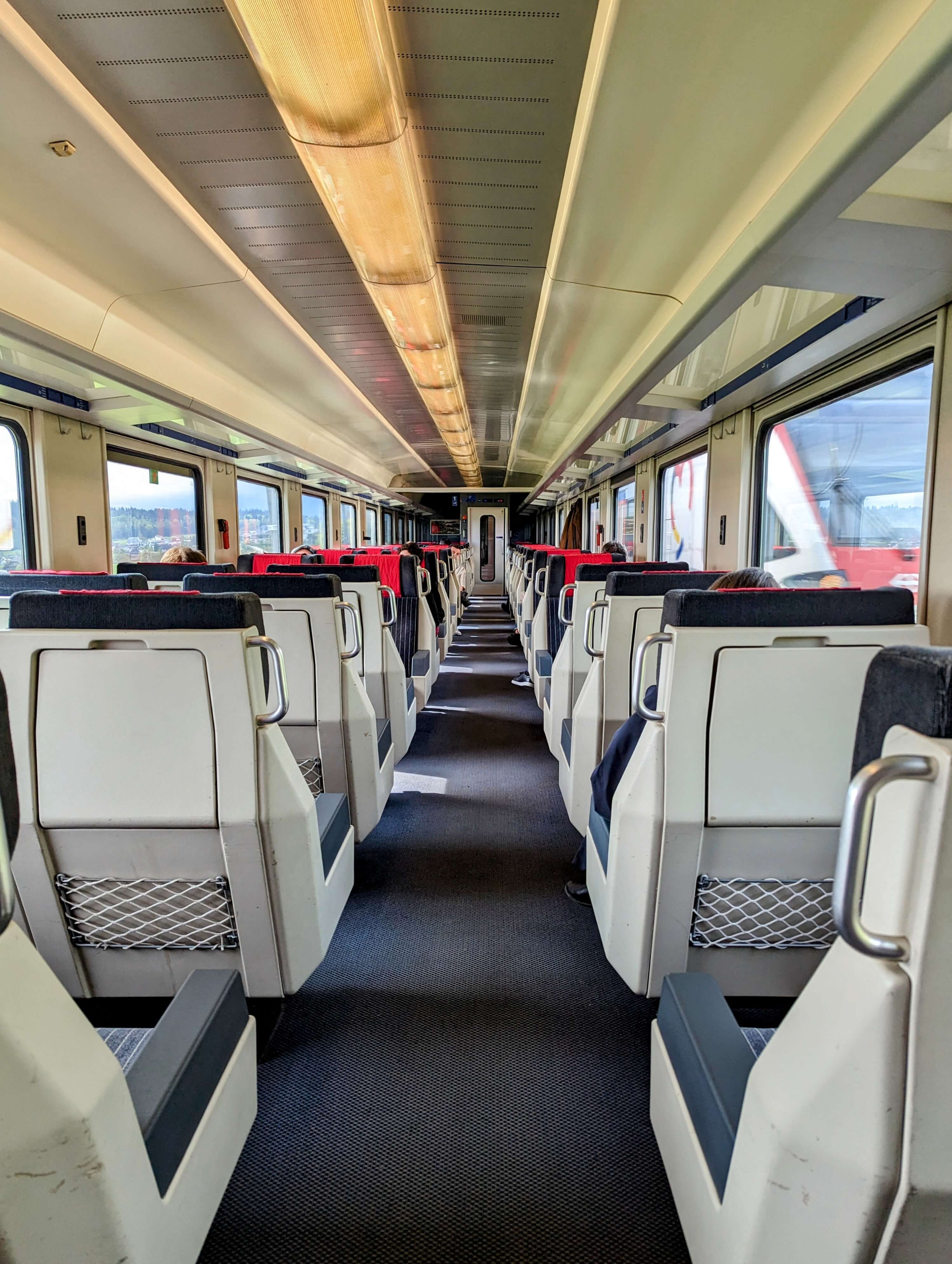 Inside of a typical Swiss train