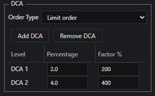 DCA instellingen