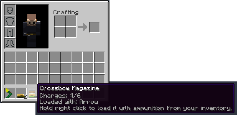 Empty and loaded Crossbow Magazines, with the tooltip of the loaded one