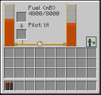 Flamethrower Pack window with fuel in both tanks and the pilot lit
