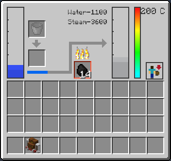 Steam Jetpack window with water, the firebox lit, the boiler hot and steam in the tank