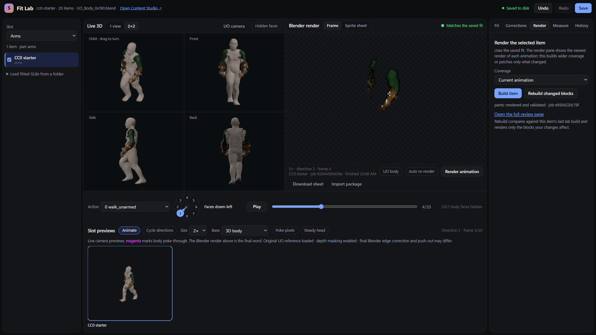 Render tab
