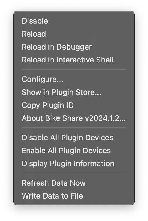 Plugin Menu Items