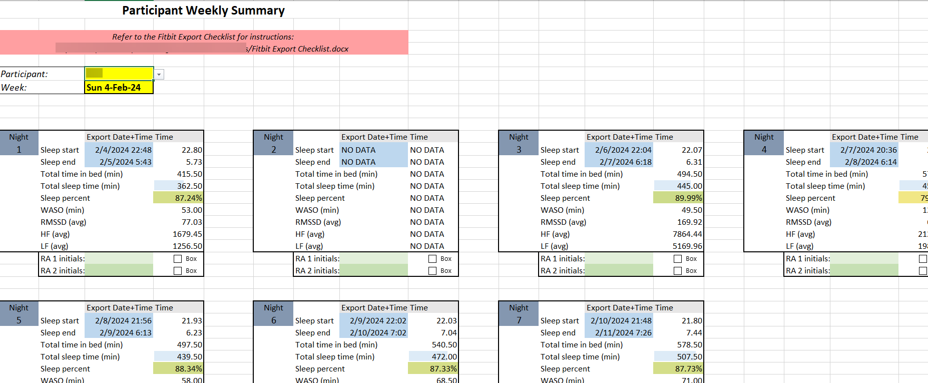 Sleep Data Automation - Weekly Summary - Screenshot