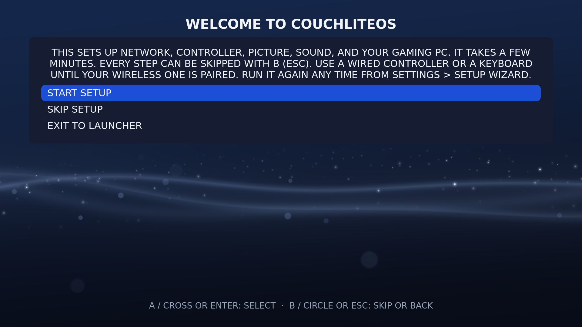 The first screen of the Setup Wizard