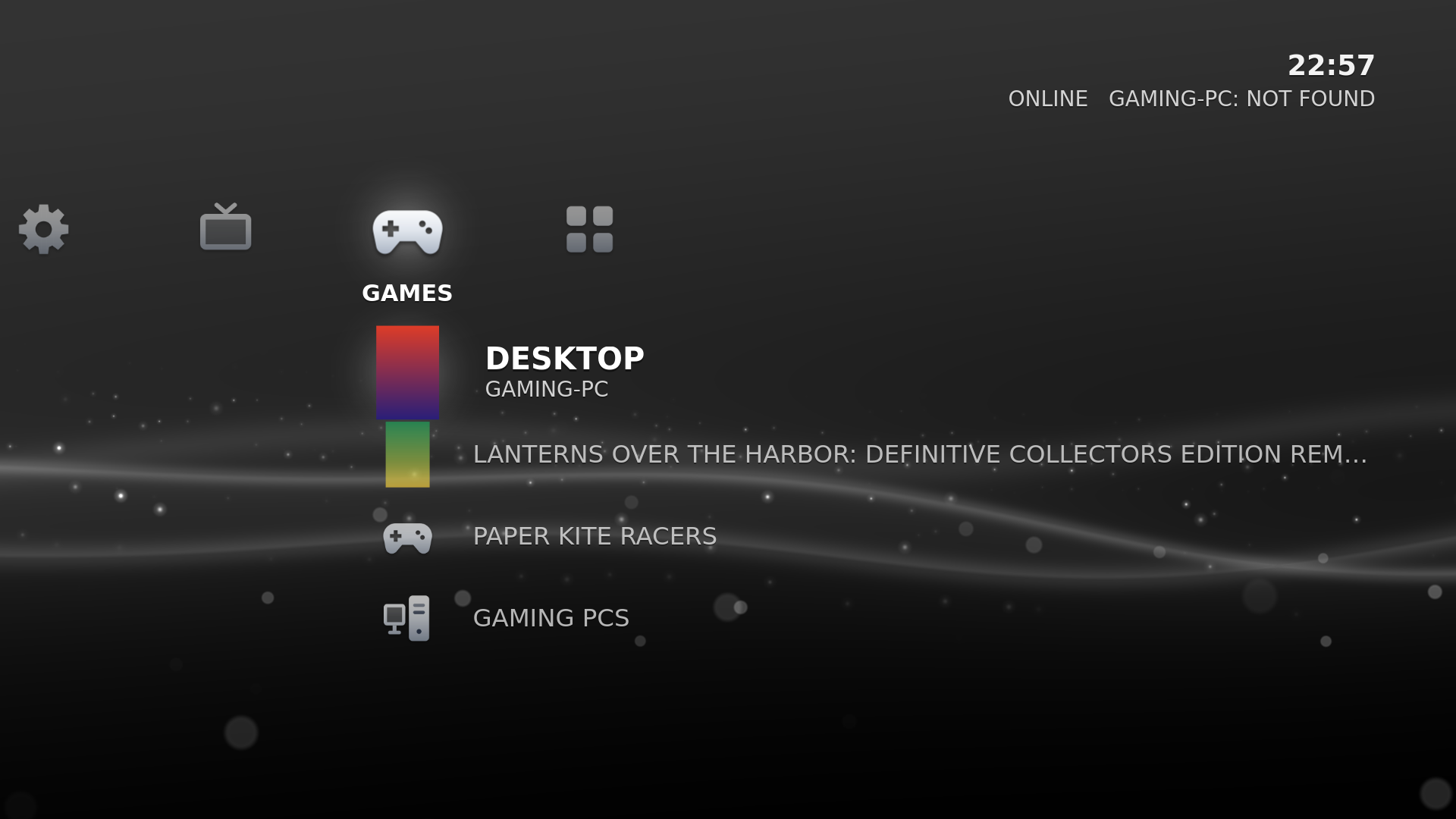 The home screen in the TERMINAL theme, the white-on-black look of 0.2.x