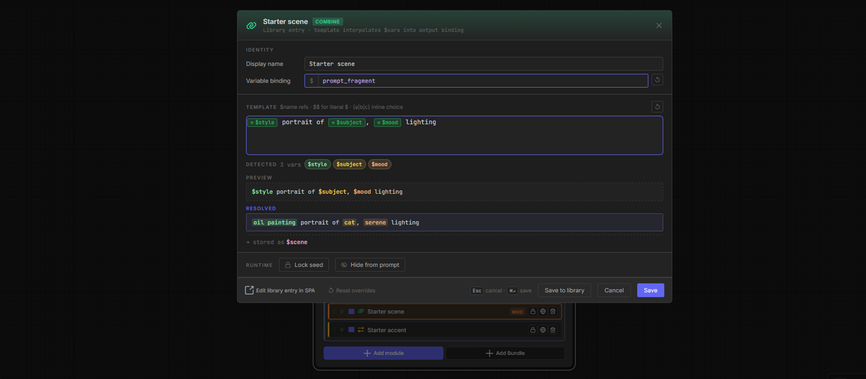 Combine editor