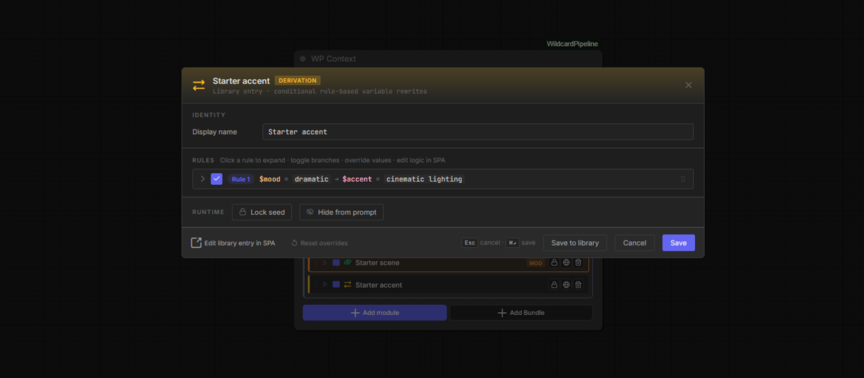 Derivation editor