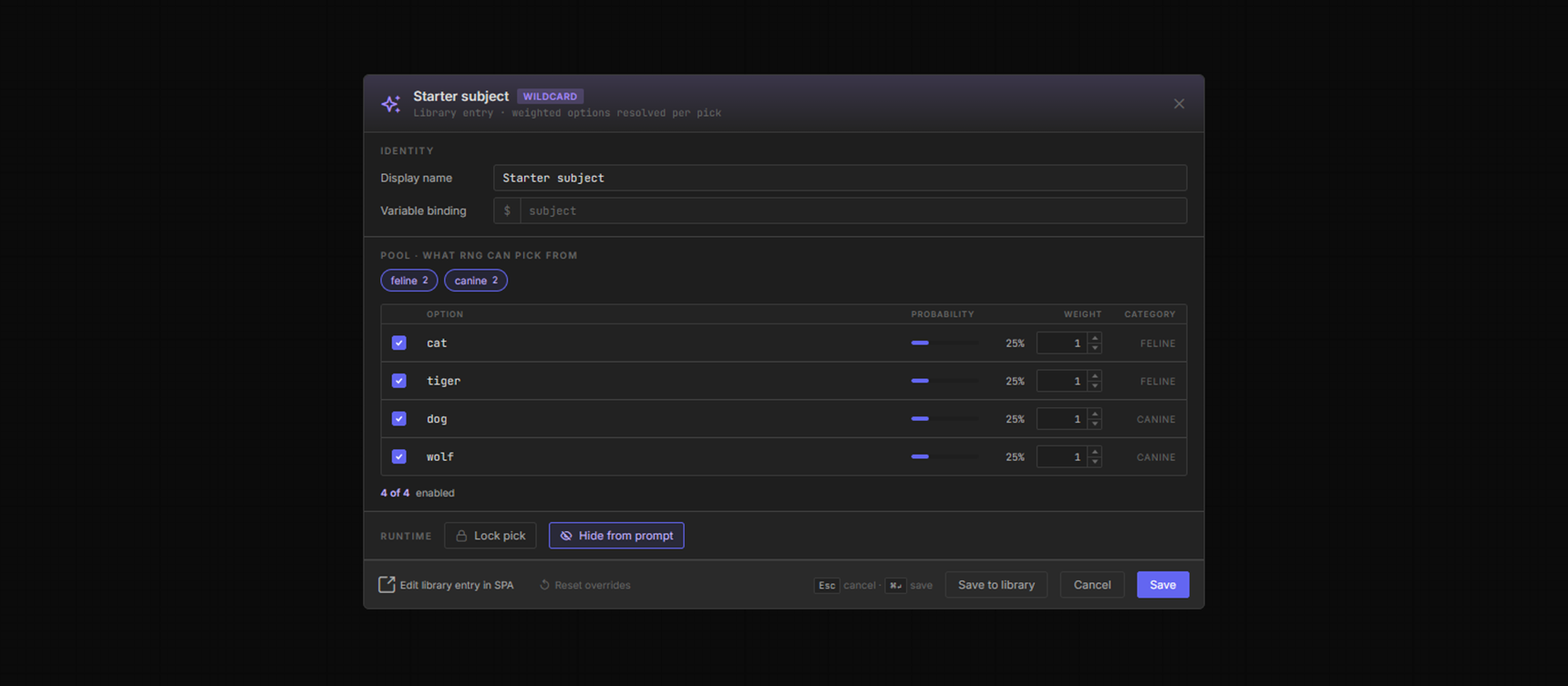 Wildcard editor
