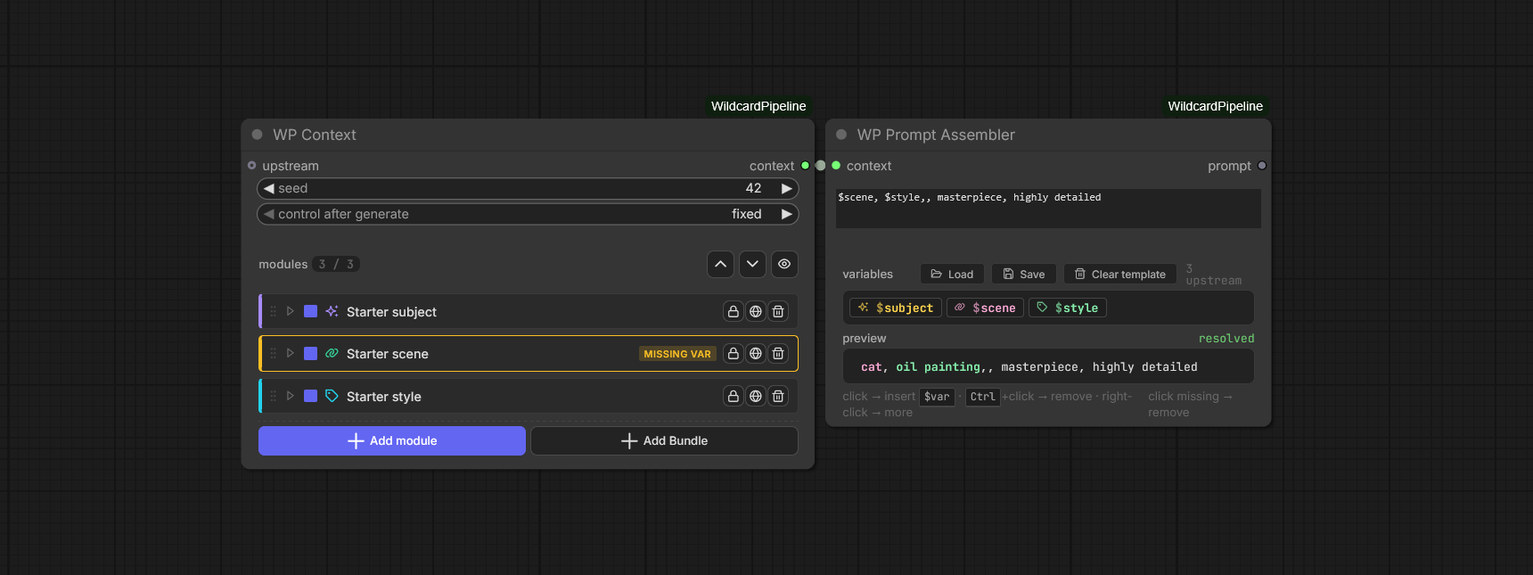 WP Context with three modules