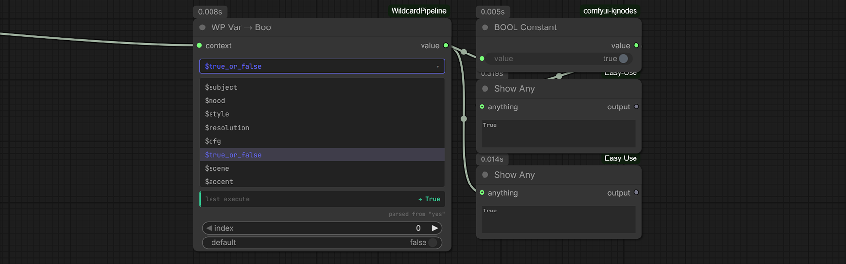Var → Bool reading yes/no value