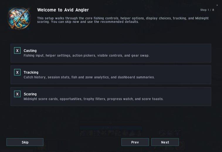 Avid Angler first-run setup wizard