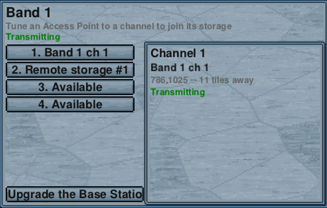 A base station transmitting, with access points tuned to its channels