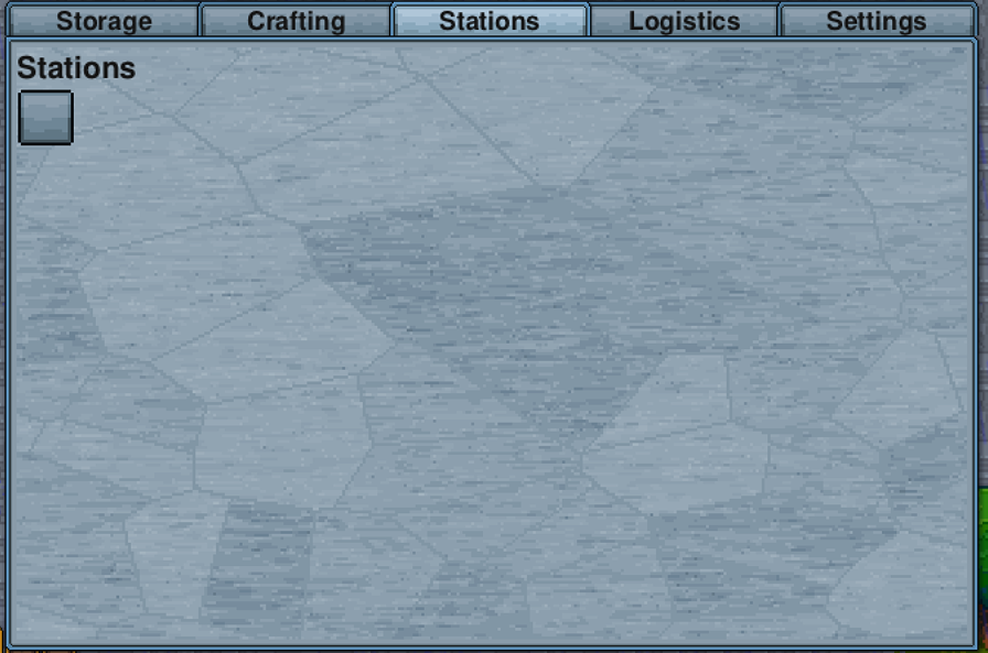 The Stations tab with no stations installed yet