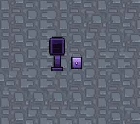 A terminal with a storage unit placed directly beside it