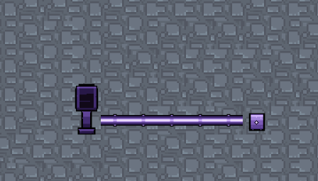 A conduit run from a terminal to a distant storage unit