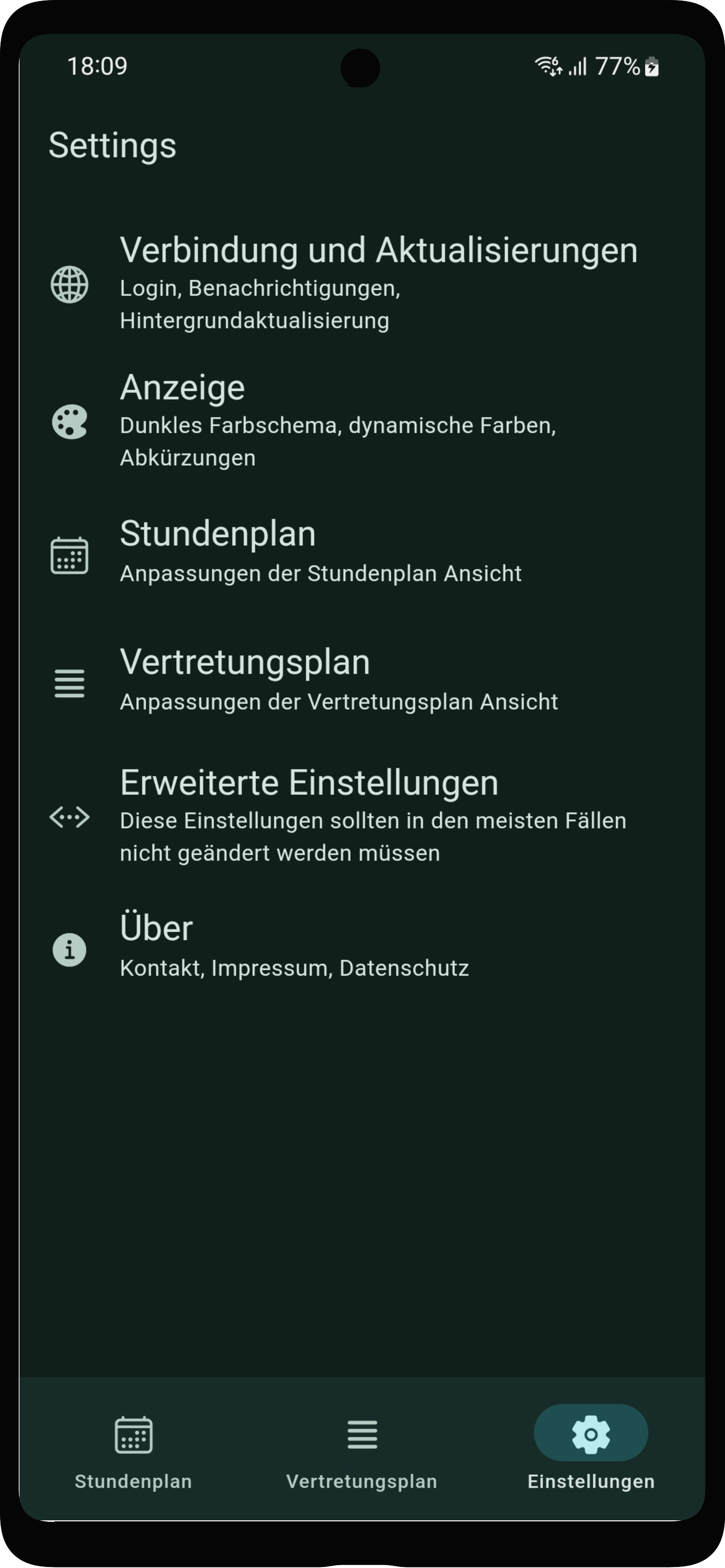 Screenshot of Vertretungsplan View