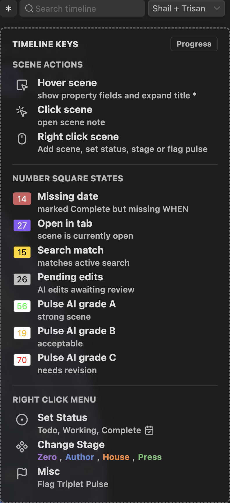 Radial Timeline legend