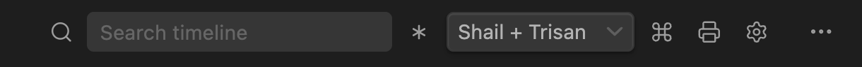 Radial Timeline tab bar actions and book selector