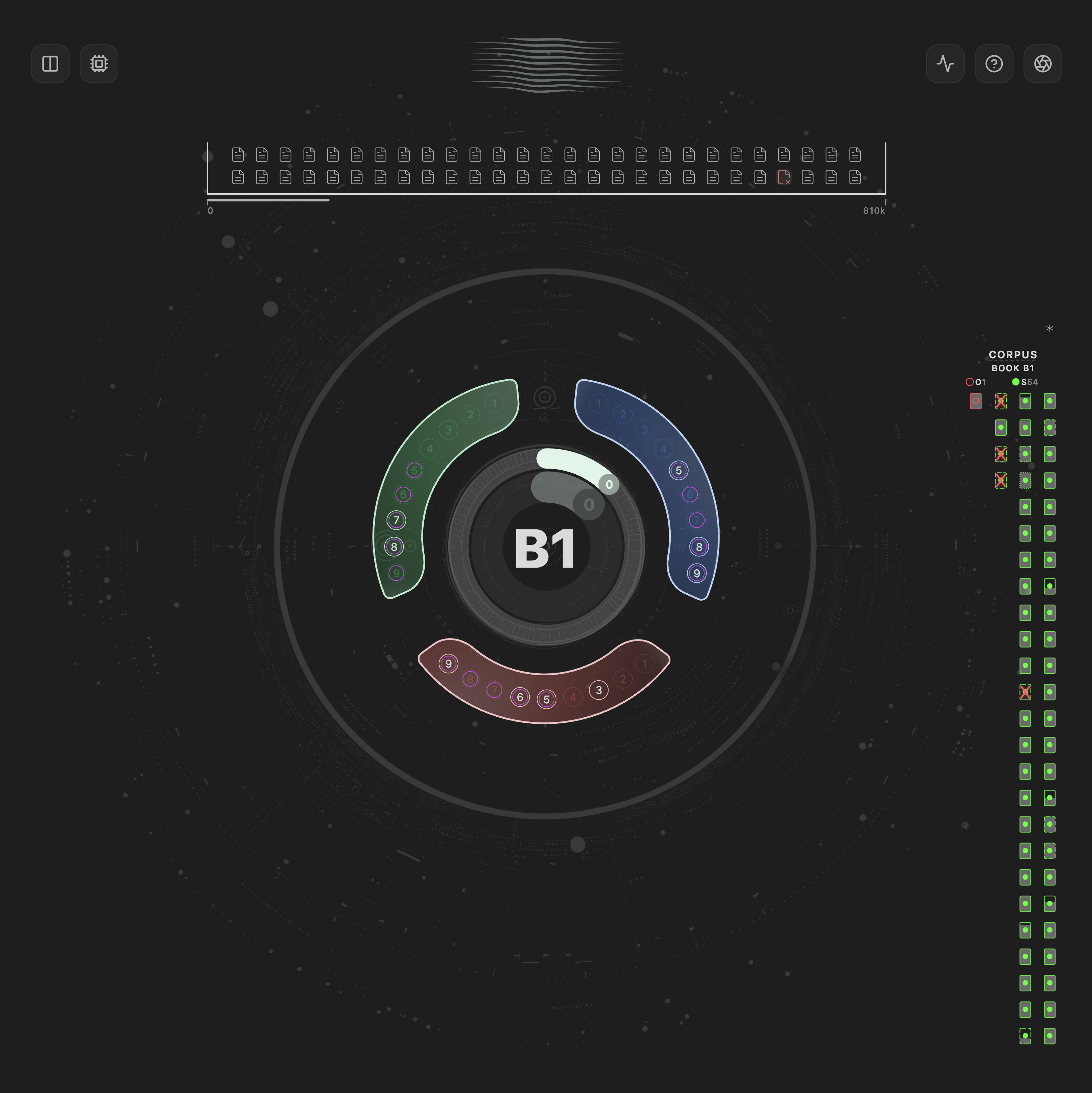 The Inquiry visual interface with Flow and Depth rings