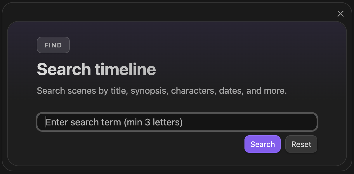 Search timeline panel