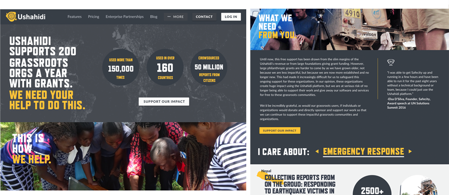 Ushahidi Grassroots donation page continued