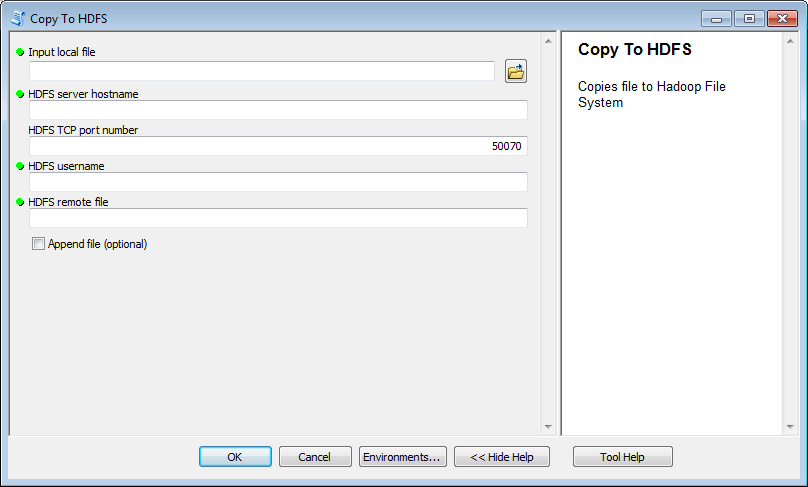 Screenshot of Copy To HDFS