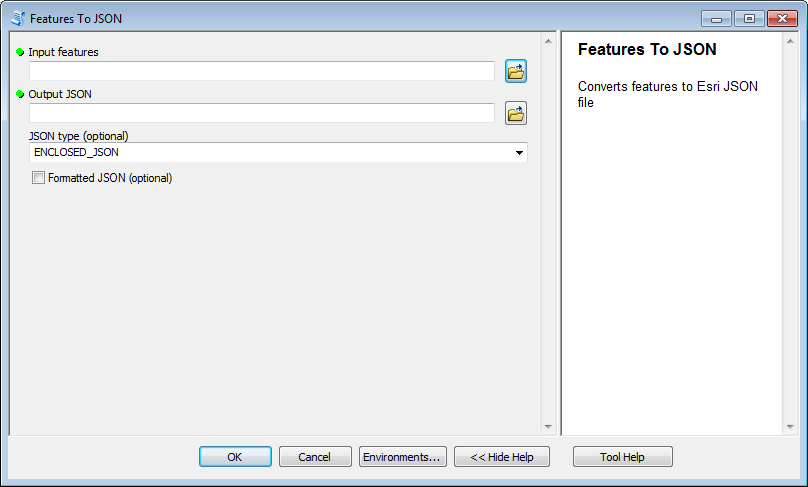Screenshot of Features To JSON