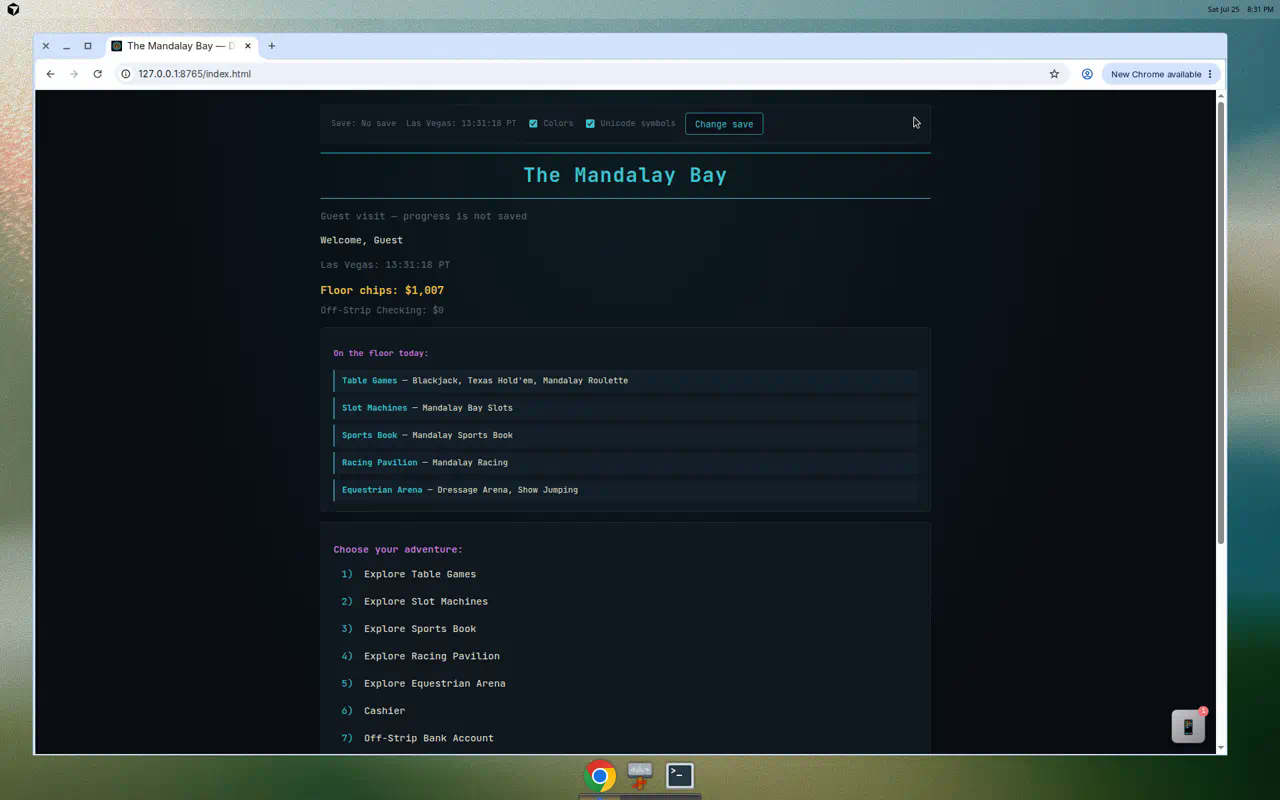 Main casino lobby — The Mandalay Bay web terminal