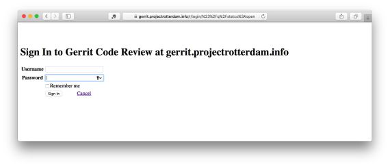 Gerrit Login Screen