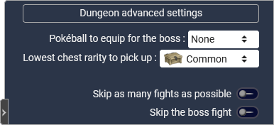 Dungeon fight menu