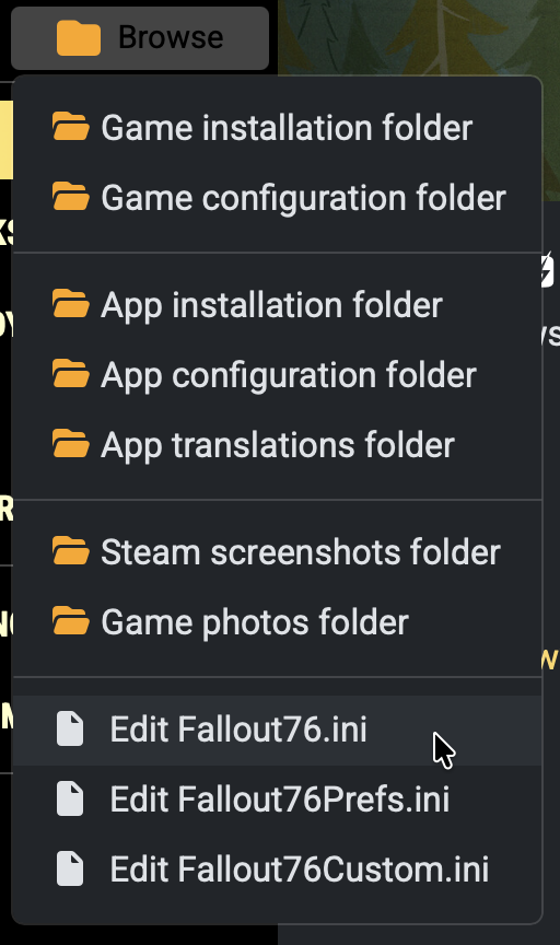 Screenshot of 'Explore' dropdown menu