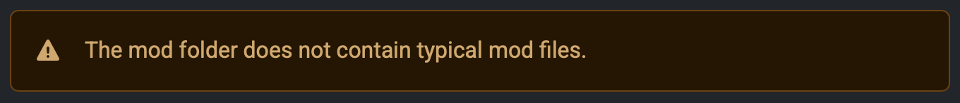 Screenshot of a warning alert at the top of the dialog