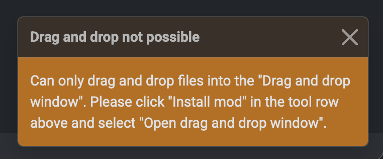 Screenshot of a warning toast message