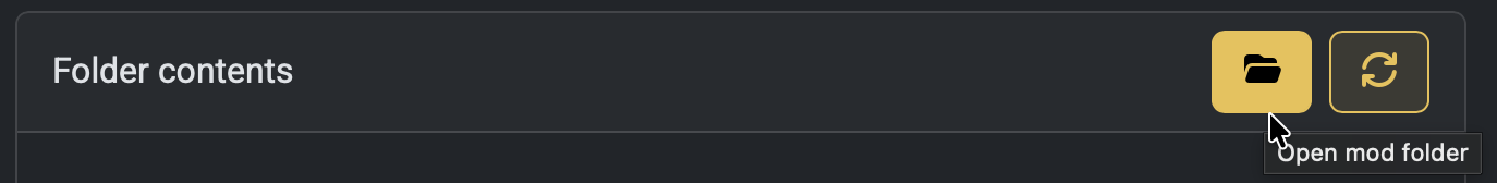 Screenshot of the 'Open mod folder' button