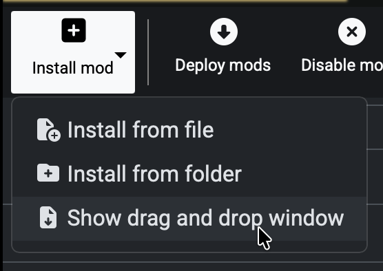 Screenshot of a 'Show drag and drop window' button
