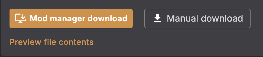 Screenshot of a 'Mod manager download' button on NexusMods