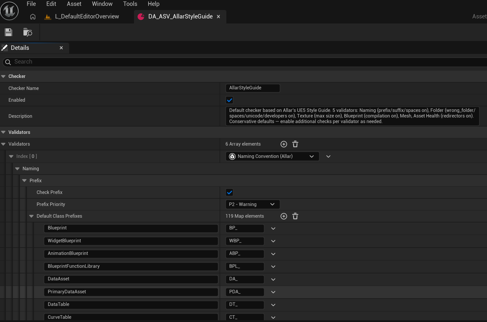 Naming validator, default class prefix map (BP_, WBP_, ...)