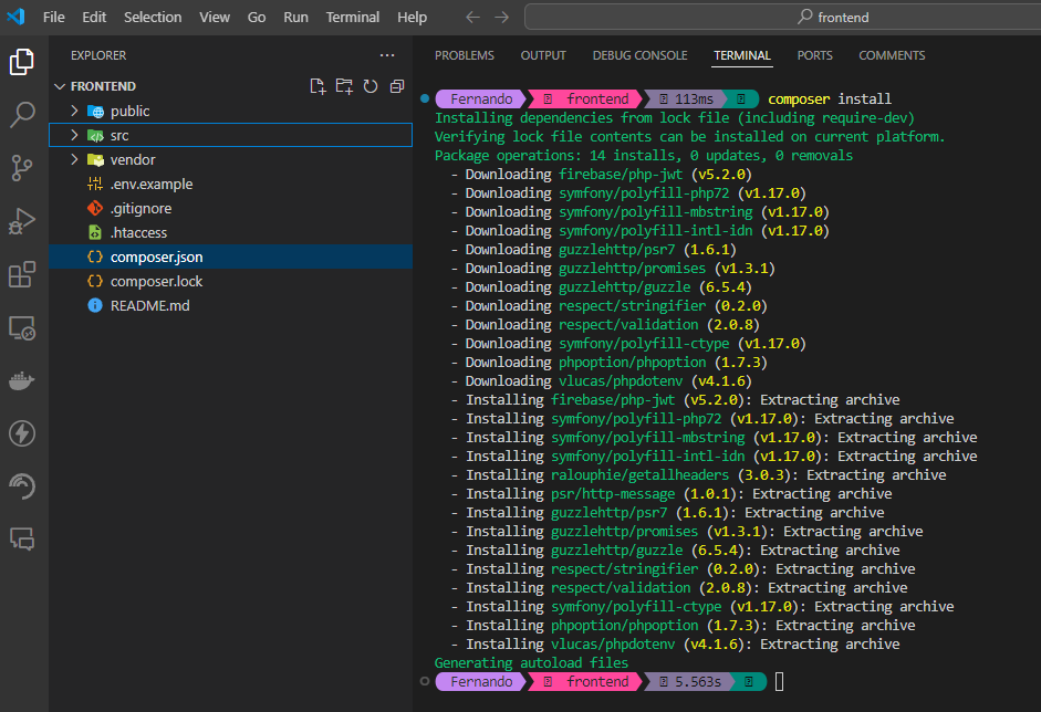 Install frontend dependencies image