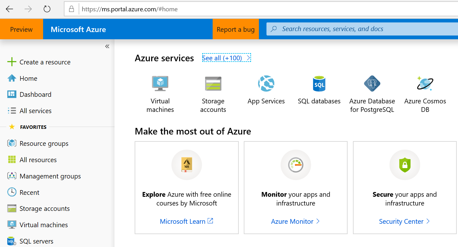 Screenshot of the Azure Portal