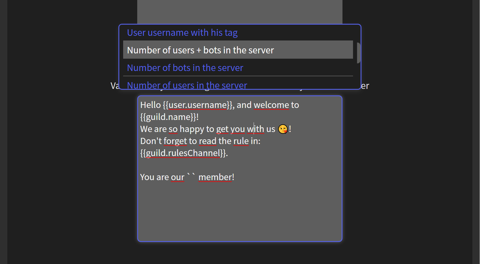 Bot's variables on joinMessageDM