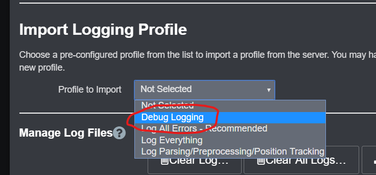 Select the Debug Profile