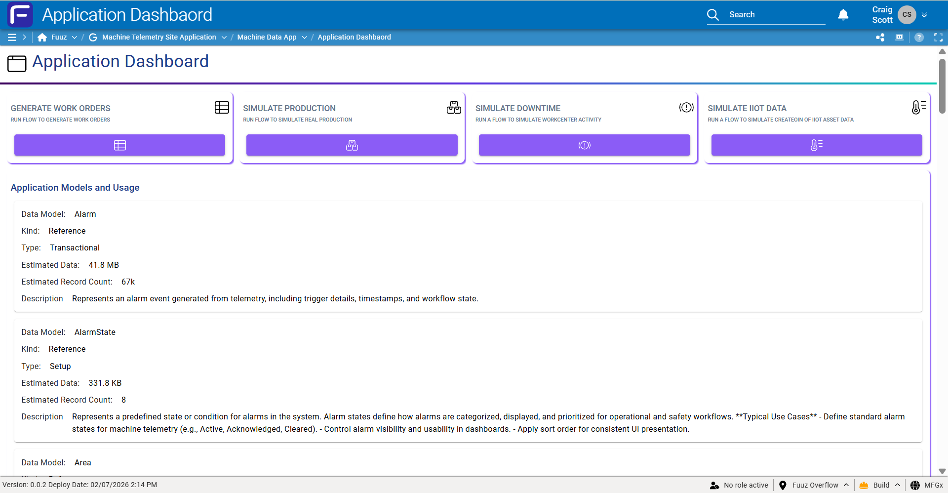 Machine Telemetry App overview