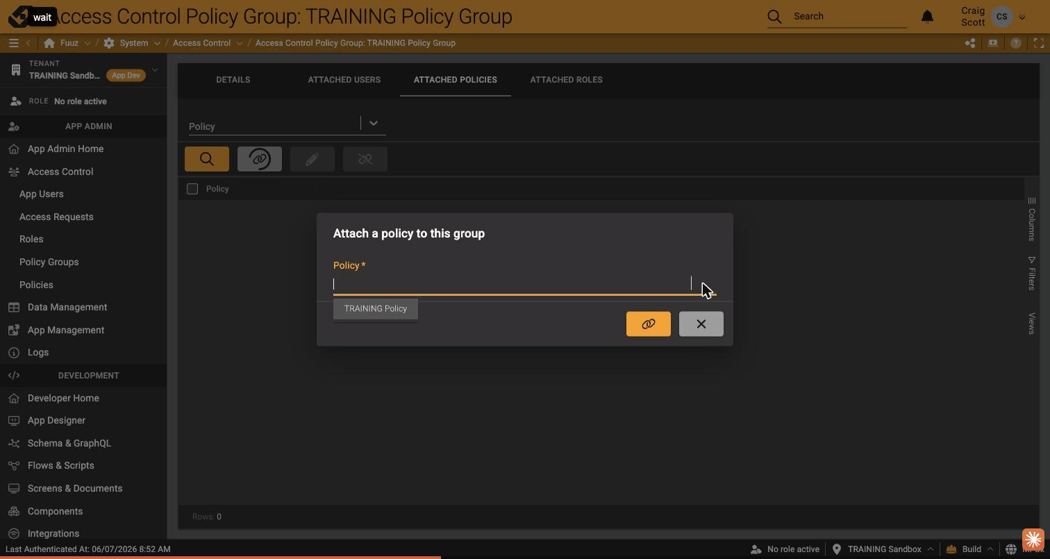 Attach policy