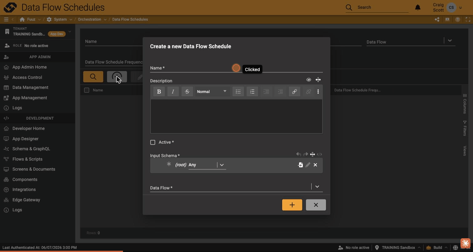 Flow schedule dialog