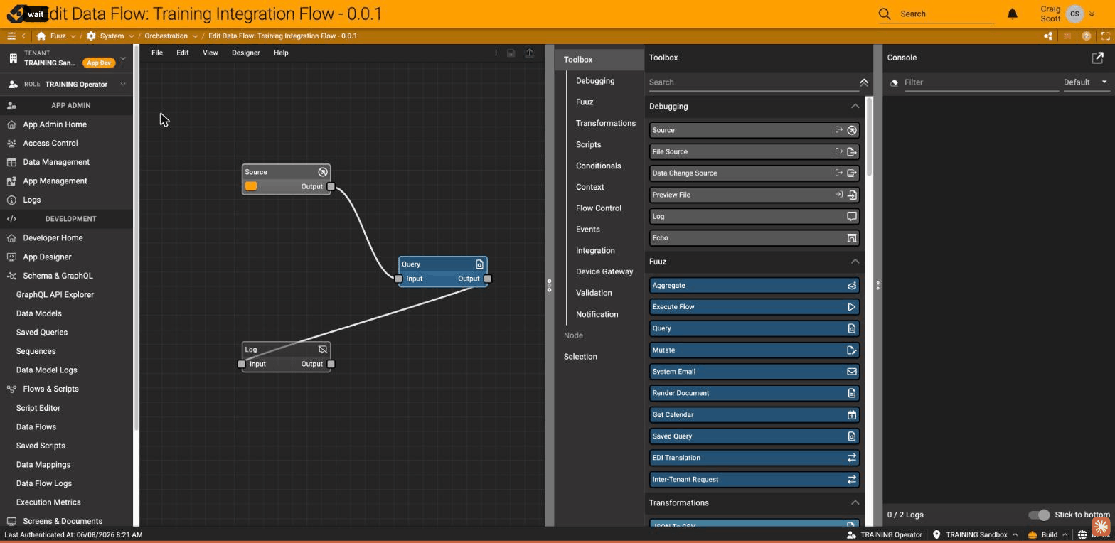 Three-node flow wired