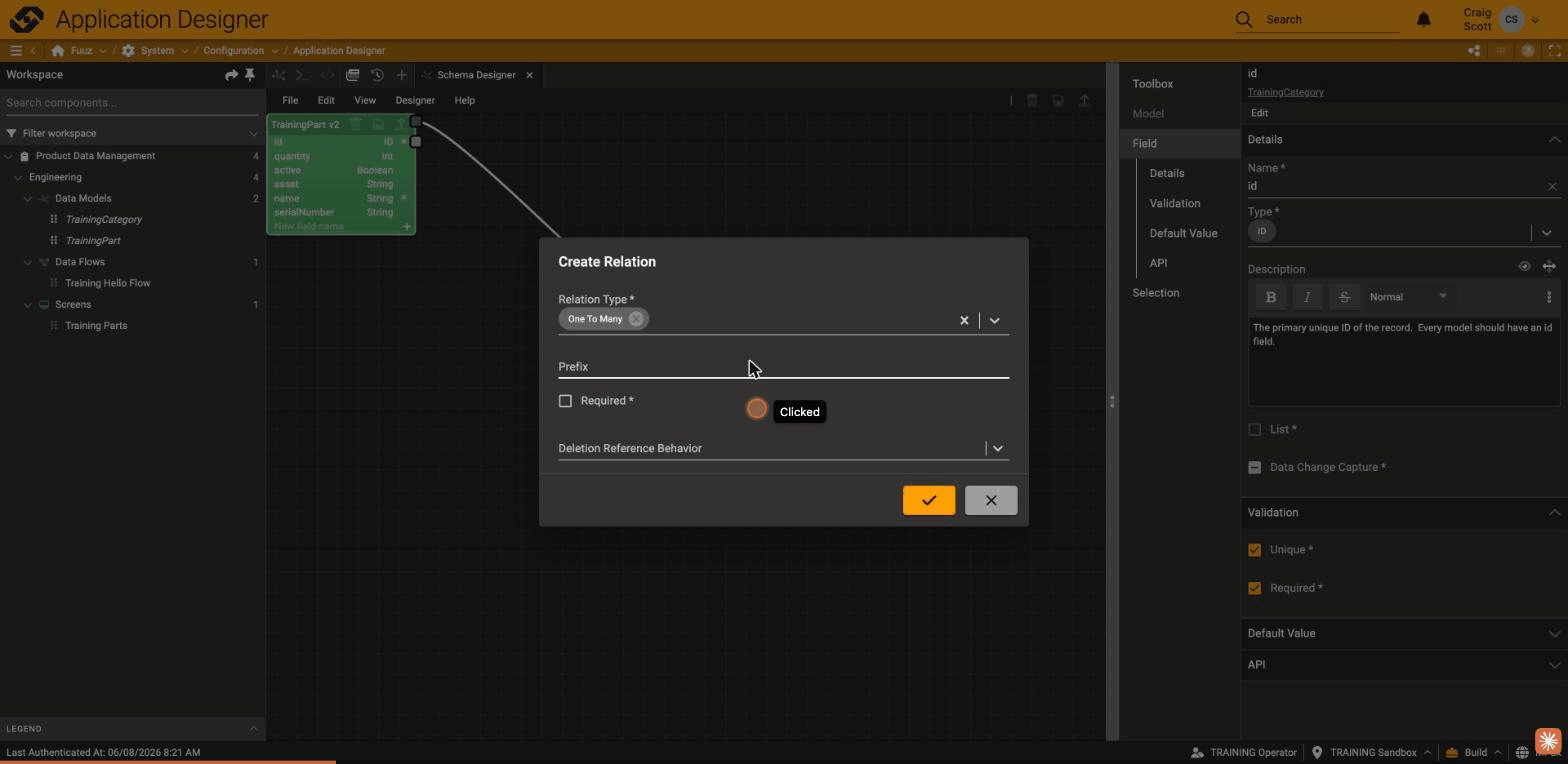 Create Relation dialog