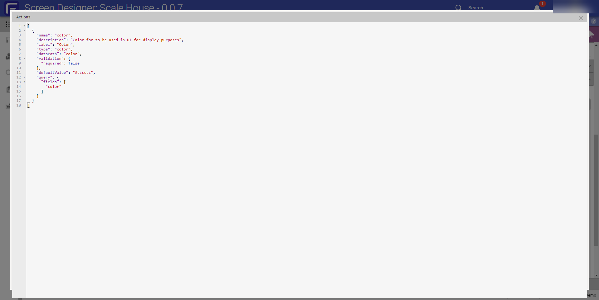 Color input JSON in the editor