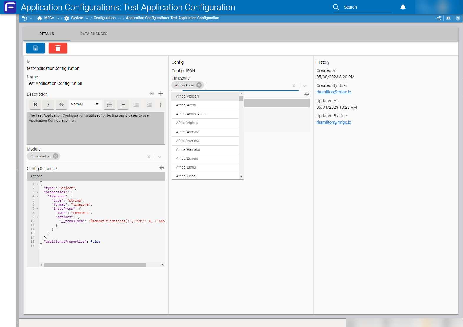 Combobox listing time zones built from a transform