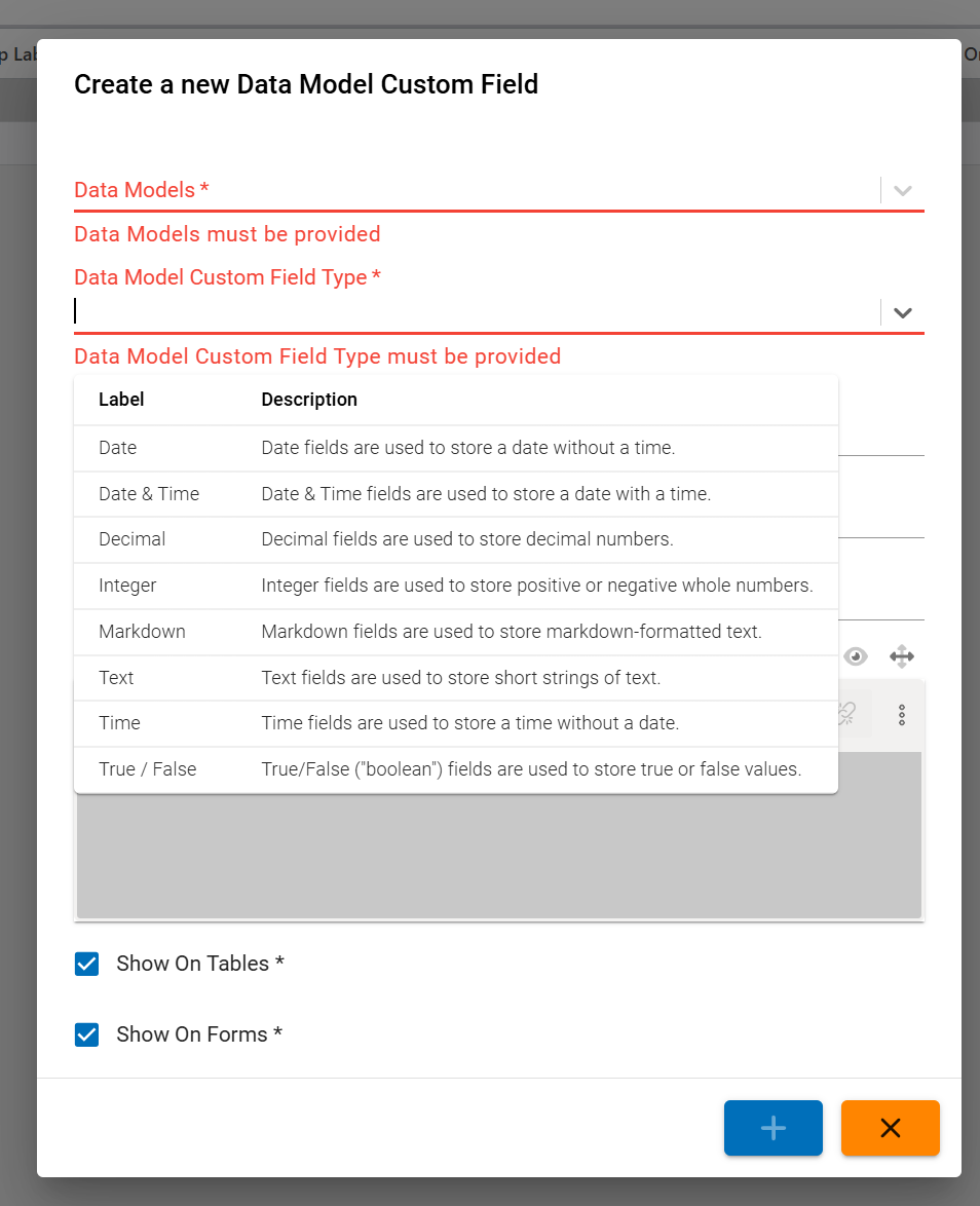 Data type selection